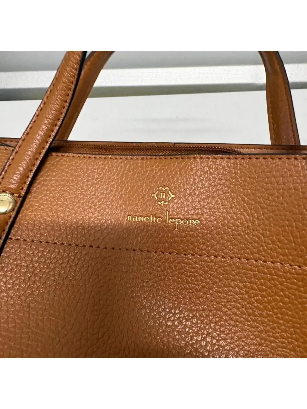 Nanette Lepore Women's Brown Pebbled Faux Leather Satchel Shoulder Bag Medium - Picture 6 of 9